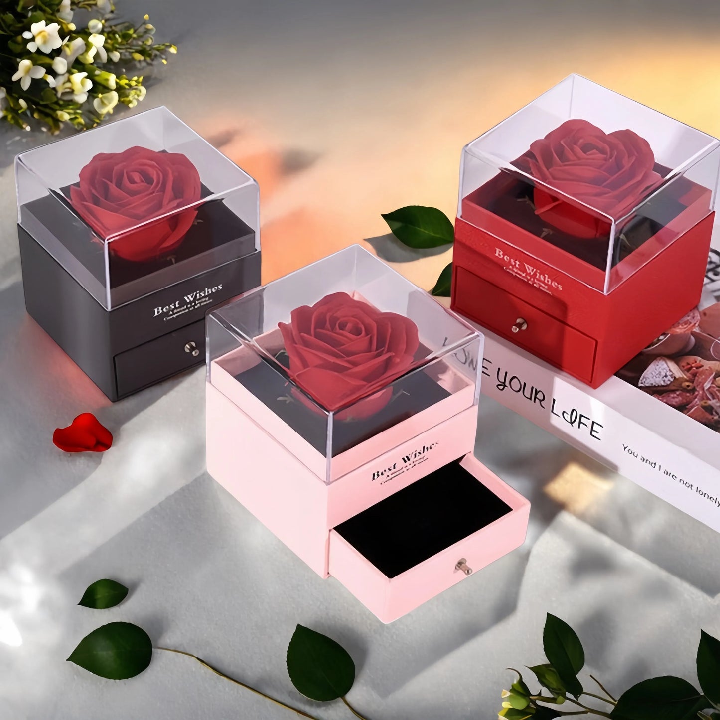 Eternal Rose Heart Necklace Gift Box