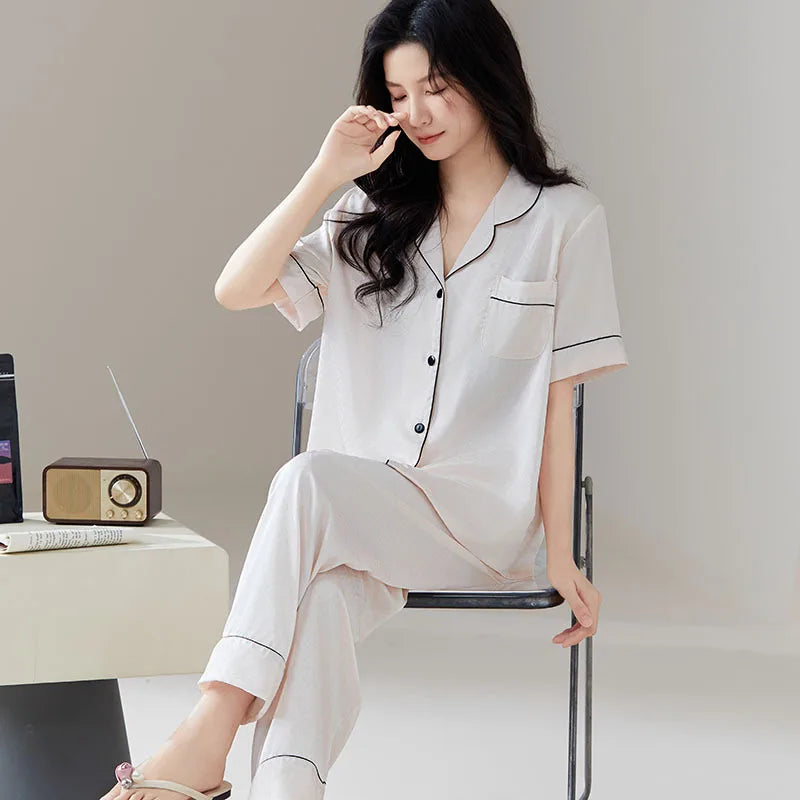 Ice Silk Couple Pajama Set