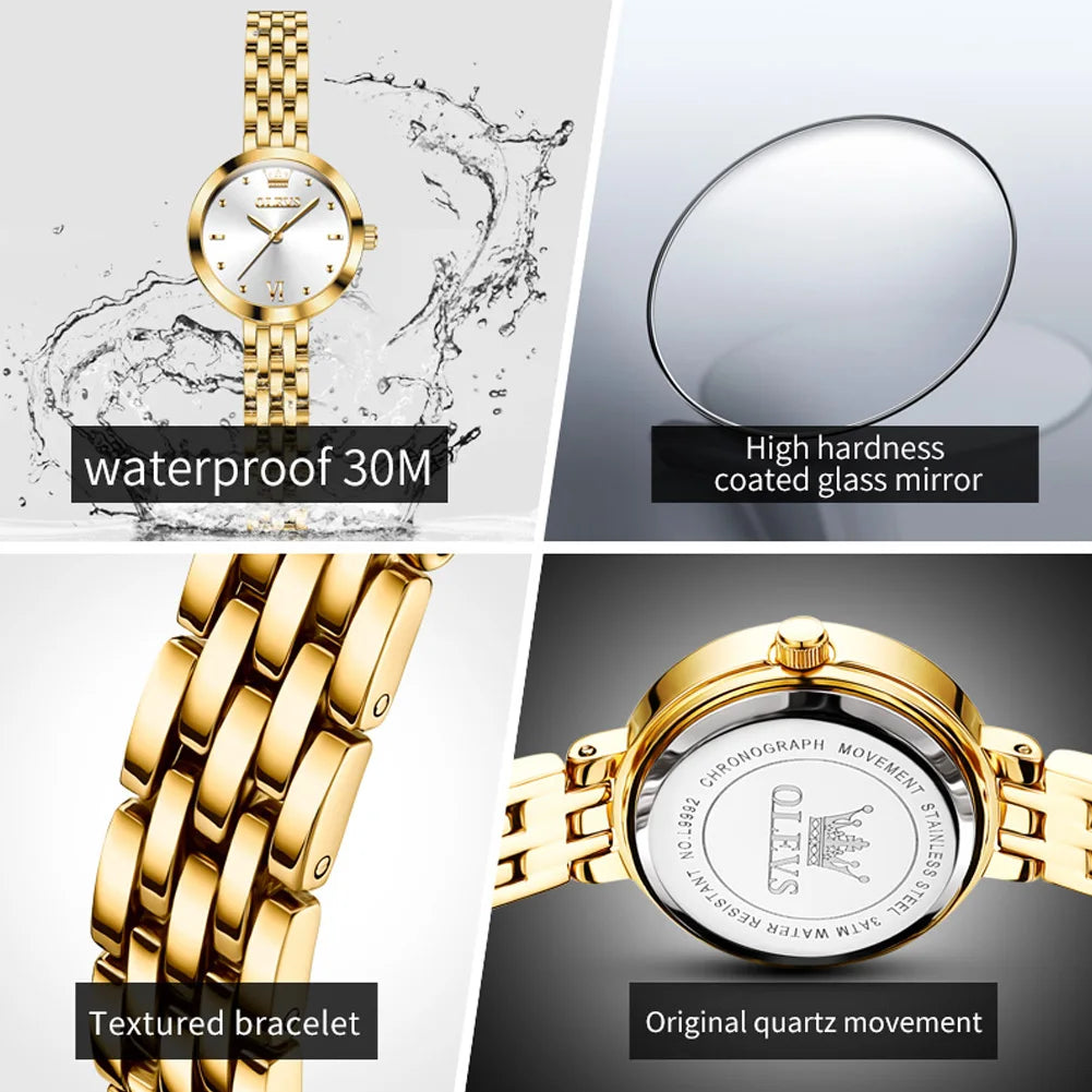OLEVS Gold Waterproof Ladies Watch