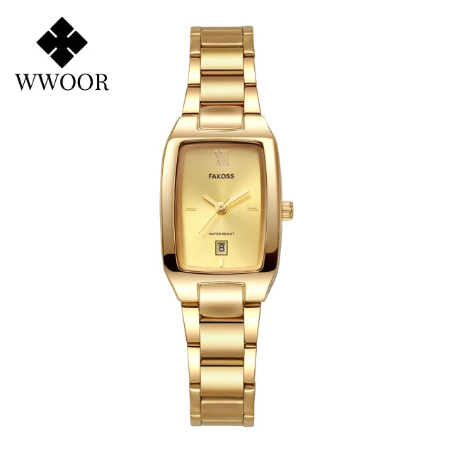 WWOOR Square Gold Steel Watch