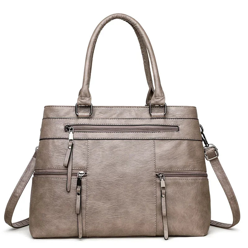 Leather Top-Handle Tote Bag