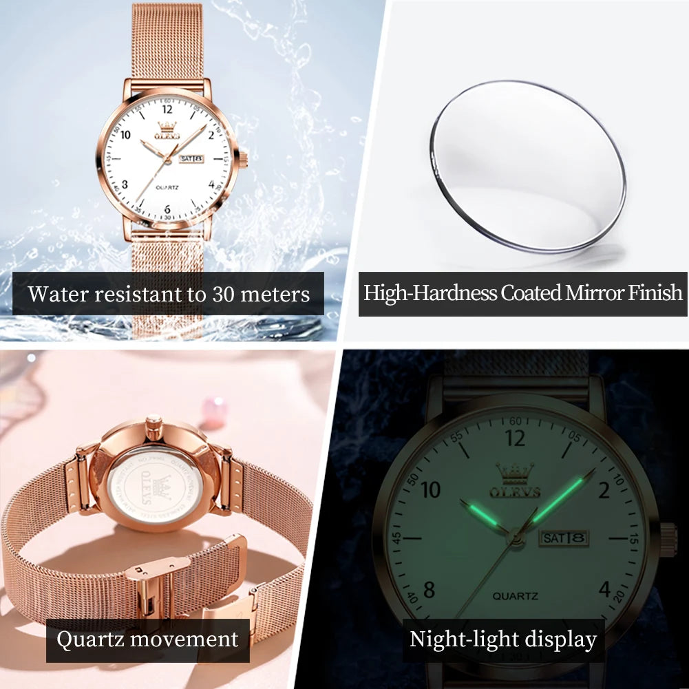 OLEVS Mesh Steel Digital Watch