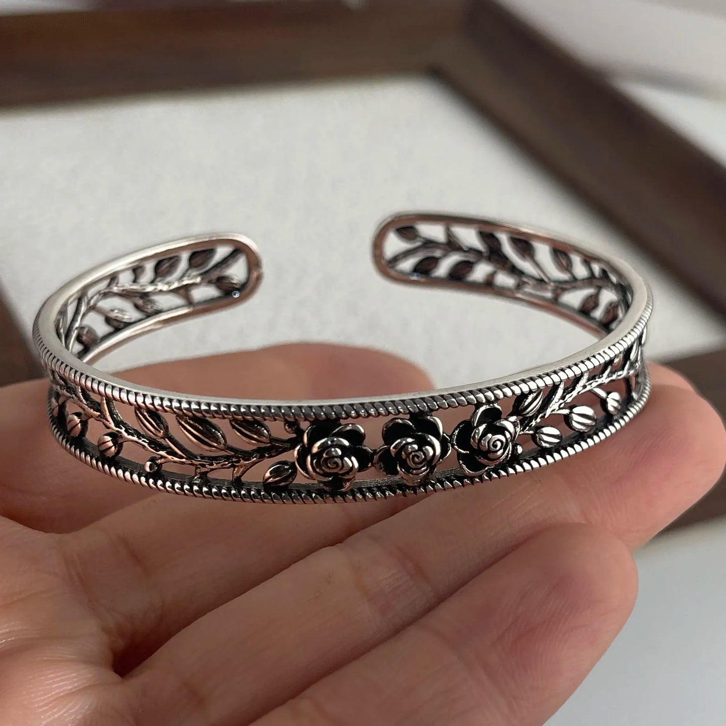 Women's S925 Silver Rose Flower Bracelet