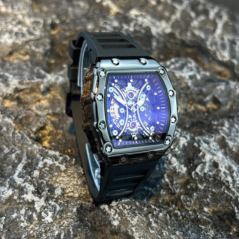 Men's Luminous Barrel Dial Luxury Watch