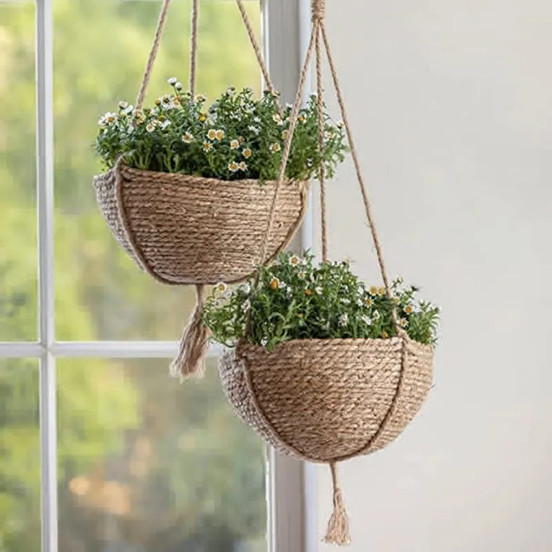 Seagrass Hanging Planter Basket Boho Decor