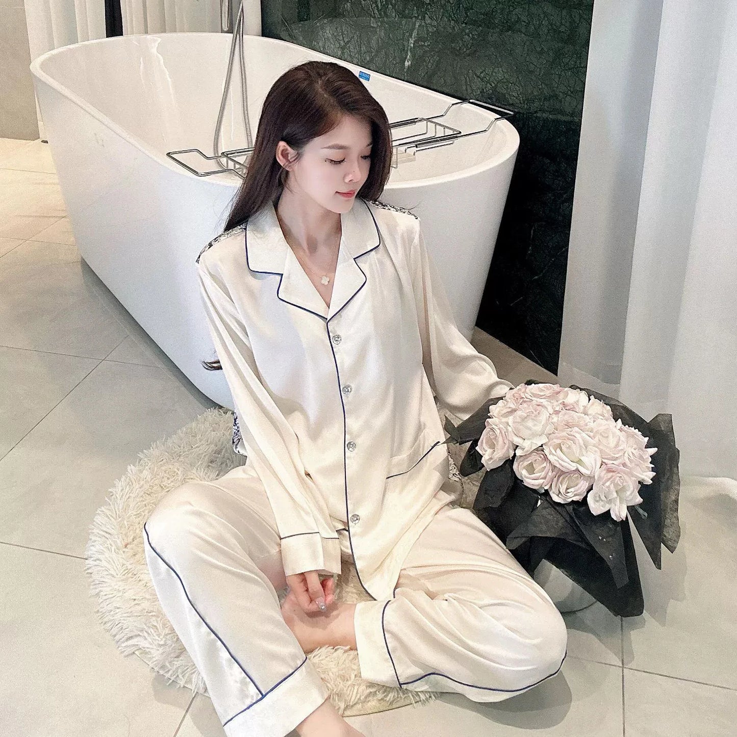 Women's Silky Print Pajama Set