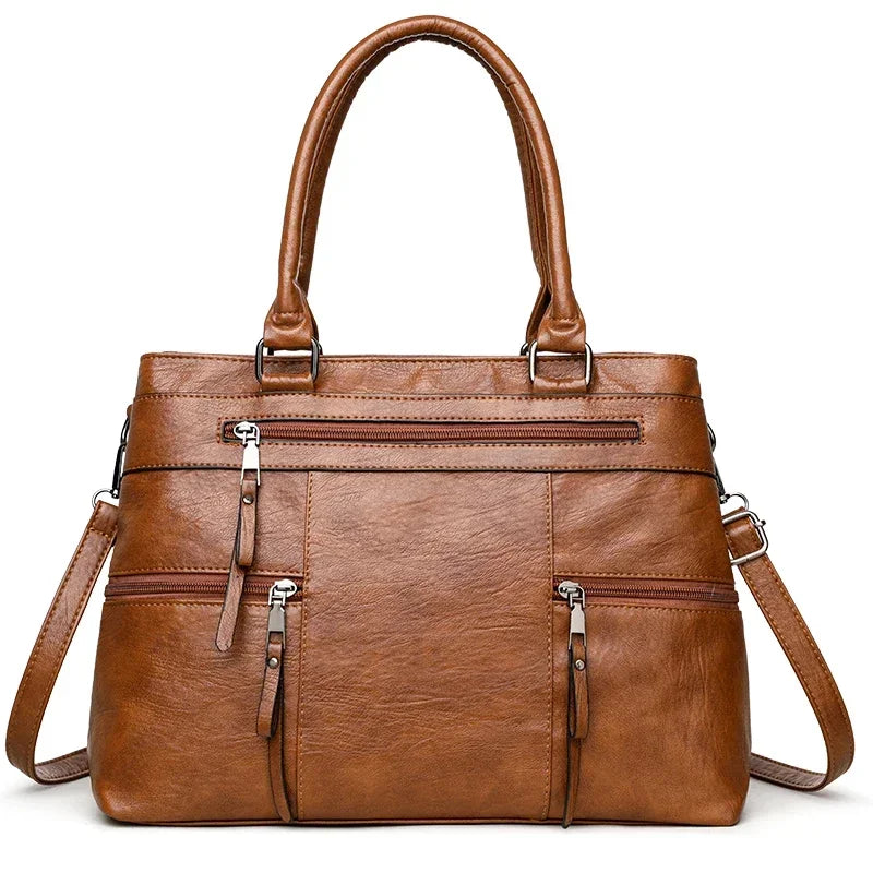 Leather Top-Handle Tote Bag