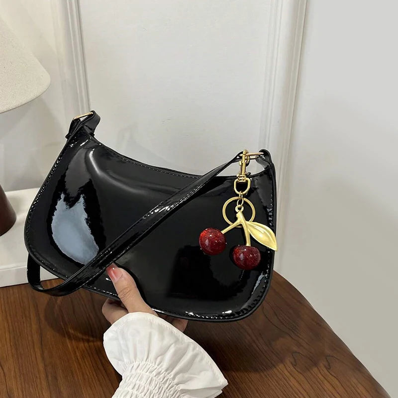Leather Shoulder Bag Cherry