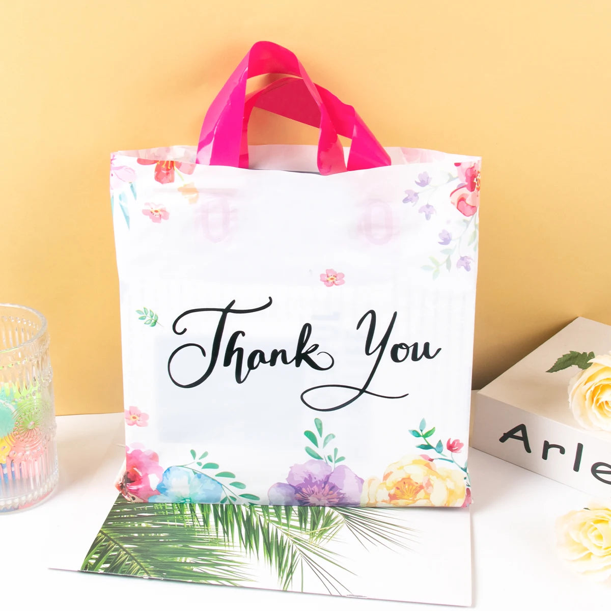 Thank You Floral Tote Bag Wedding Party 10 Pcs