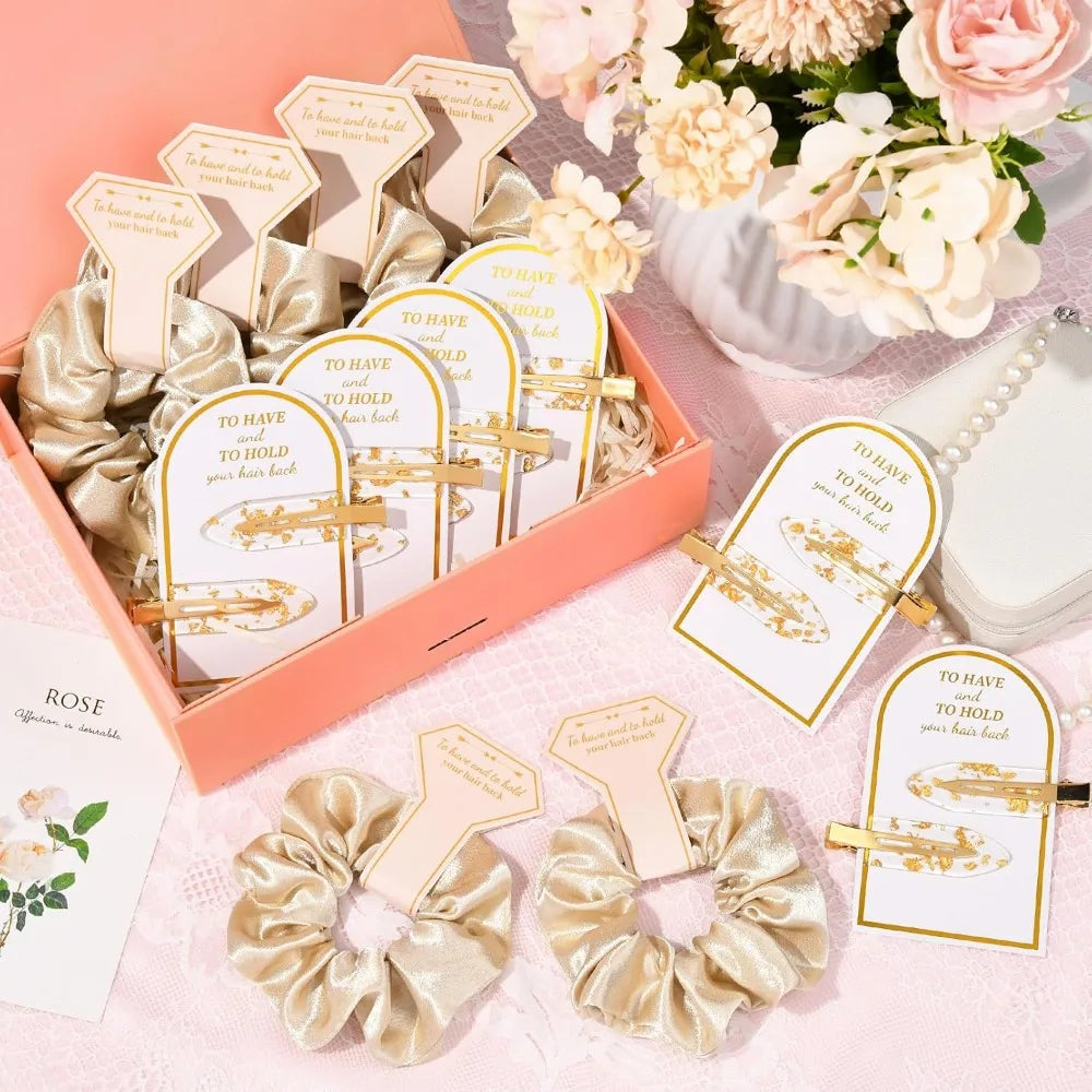 Bridesmaid Gift Set Hair Ties Clips Cards