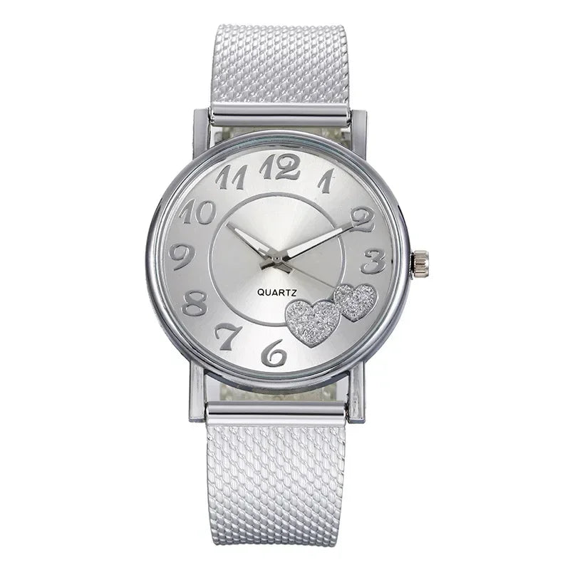 Rose Gold Heart Dial Ladies Watch
