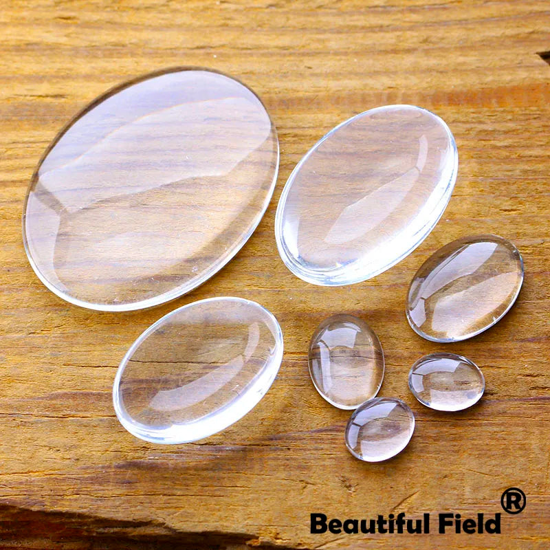 Clear Oval Glass Cabochon Set