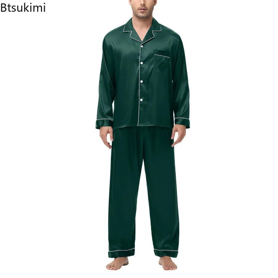 Men's Silk Satin Long Sleeve Pajama Shirt