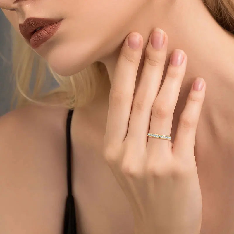 Moissanite Silver Wedding Band Ring