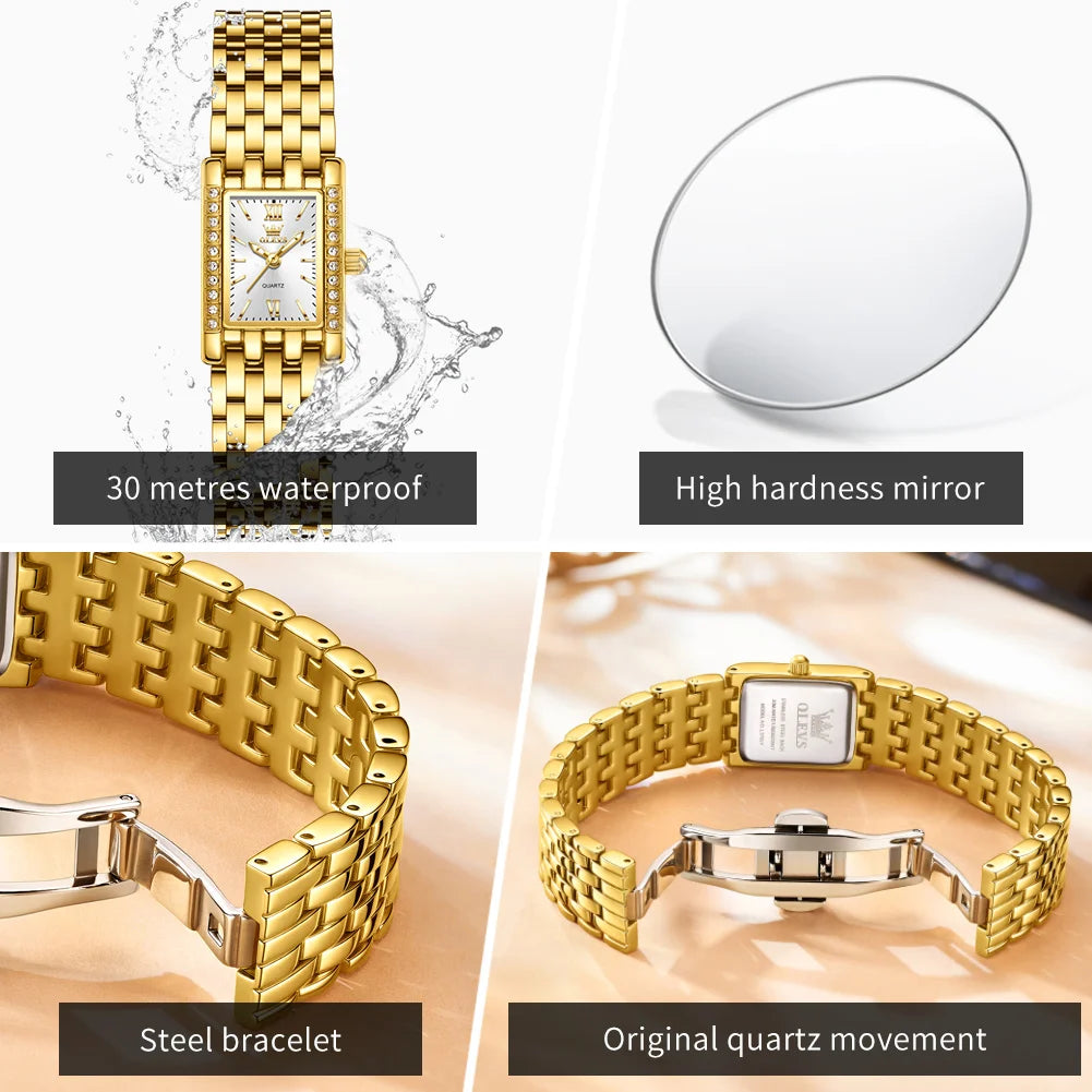 OLEVS Gold Square Quartz Watch