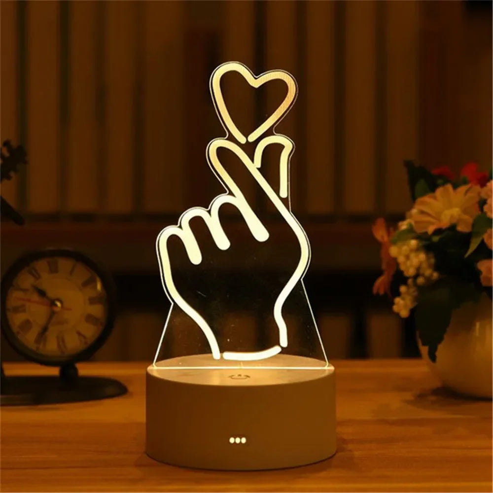 3D Acrylic Neon Sign LED Night Light USB