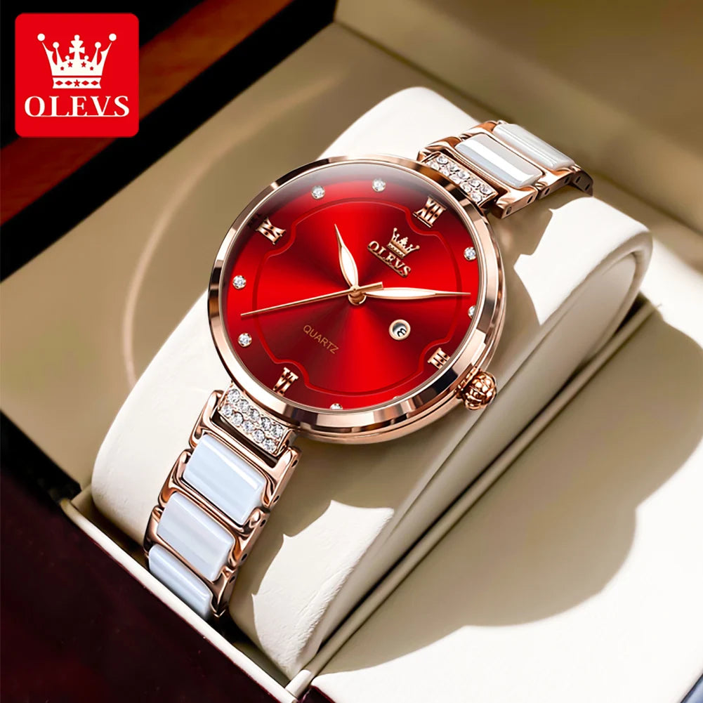 OLEVS Ceramic Bracelet Watch Set
