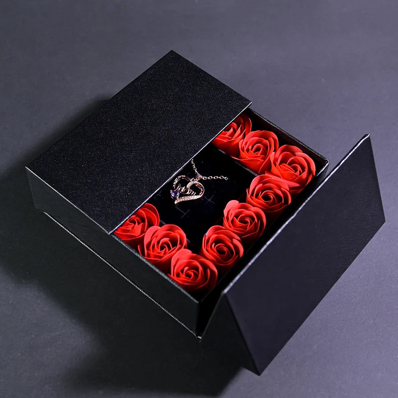 Women's Pendant Necklace Soap Rose Gift Box