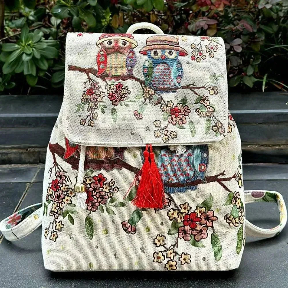 Canvas Backpack Ethnic Style