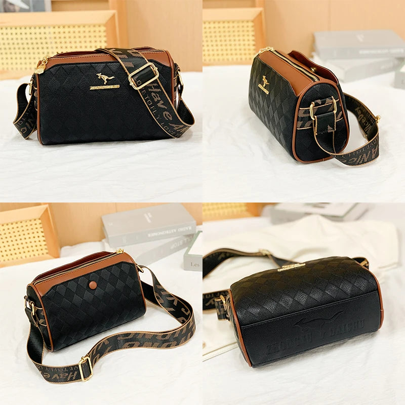Checkered PU Leather Shoulder Bag