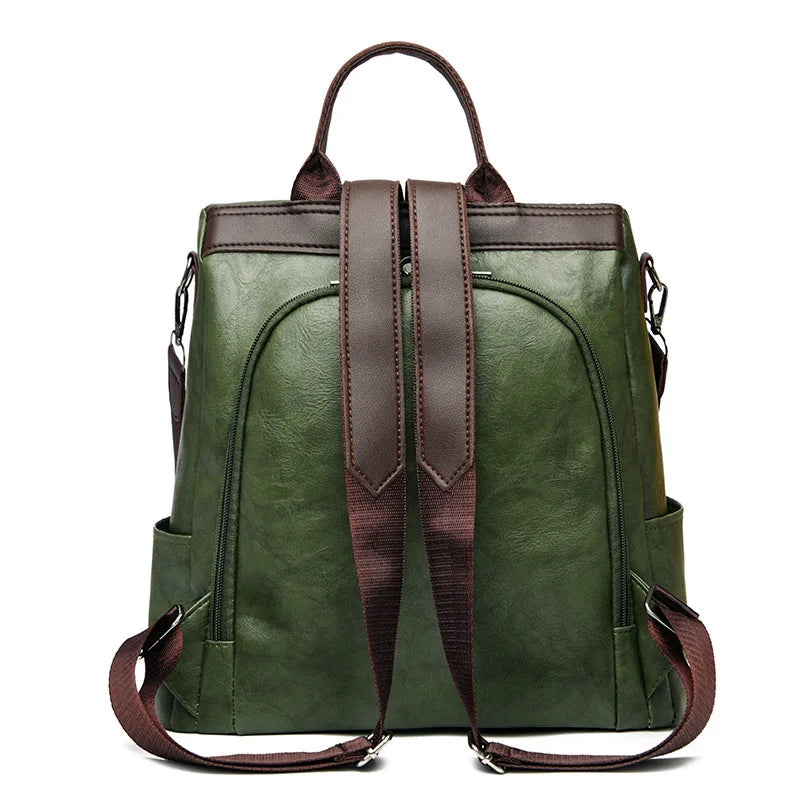 Leather Backpack Multi Pocket