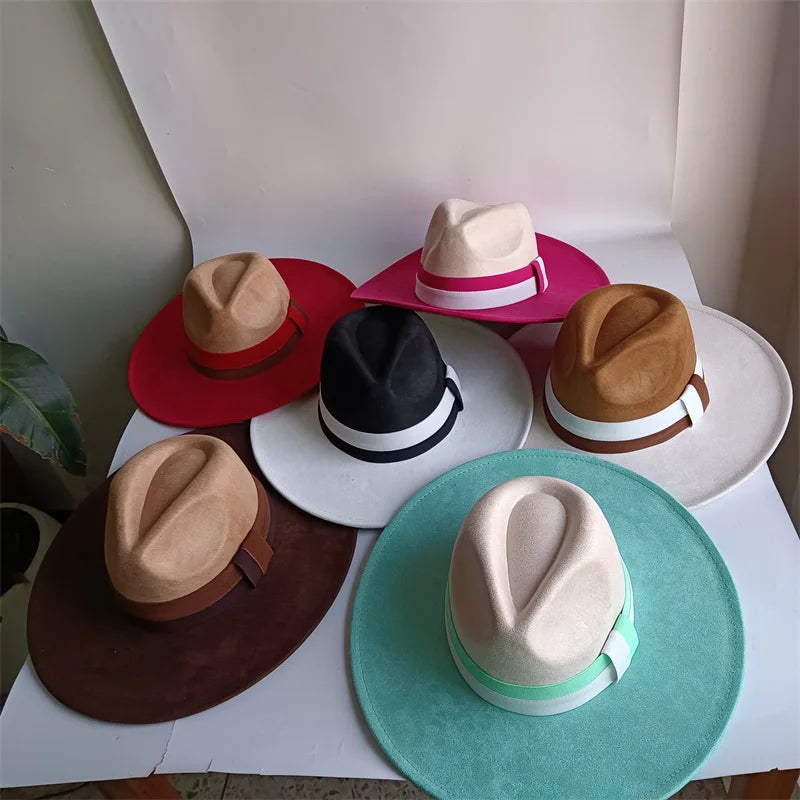 Women's Wide Brim Fedora Hat Retro Style