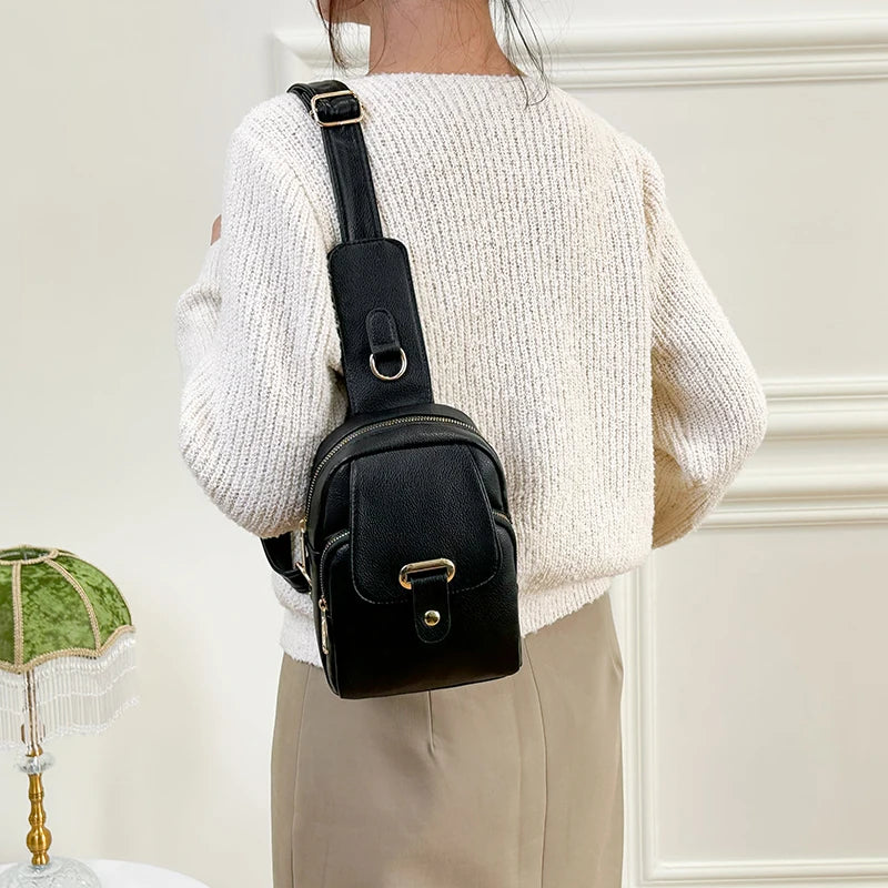 Women's Multi-Pocket PU Leather Crossbody Bag