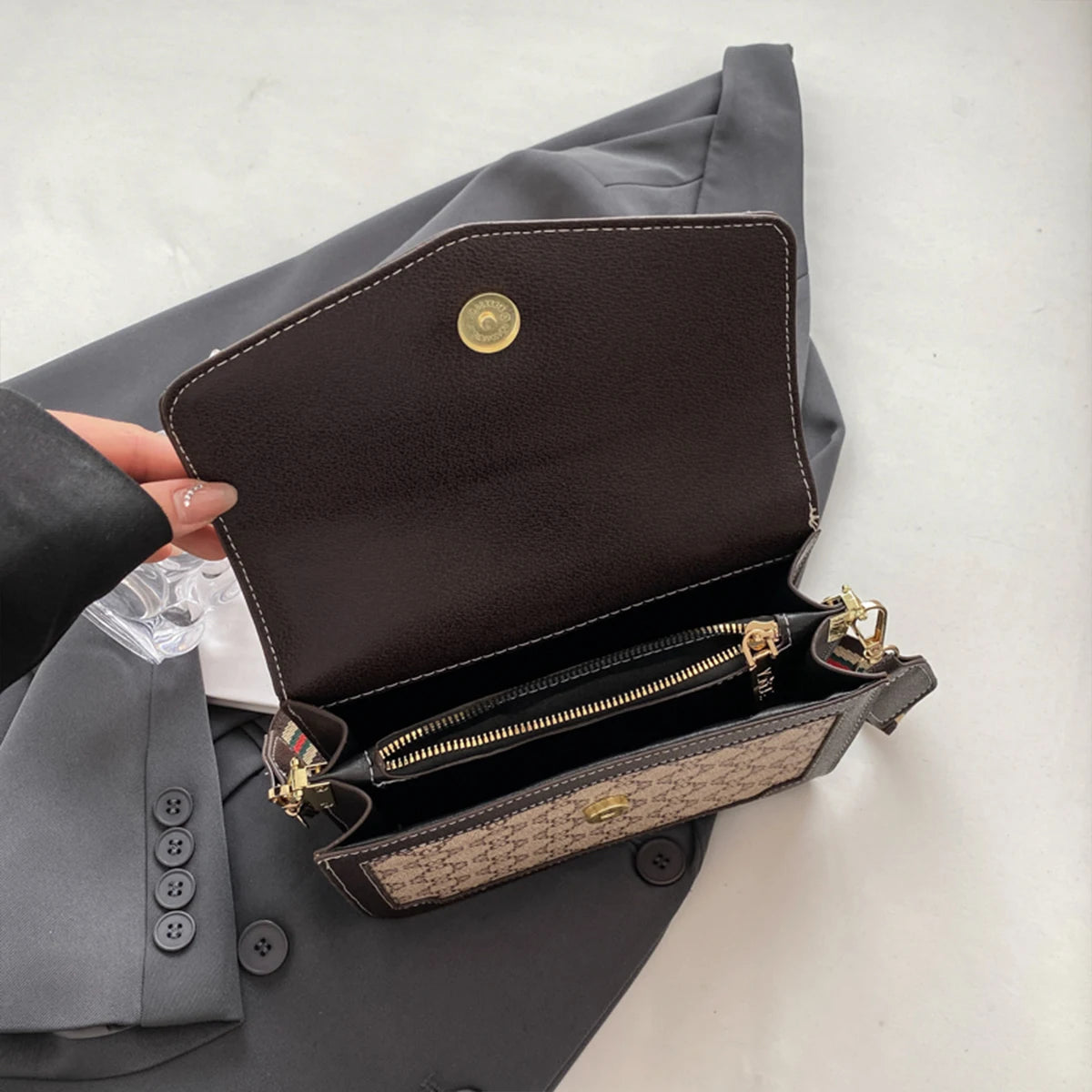 Women's Geometric Print PU Crossbody Bag