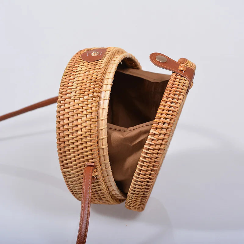 Rattan Woven Straw Crossbody Bag