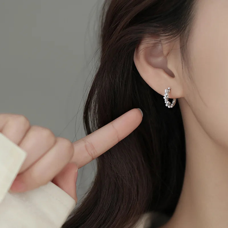 Women's S925 Silver Pearl Hoop Earrings