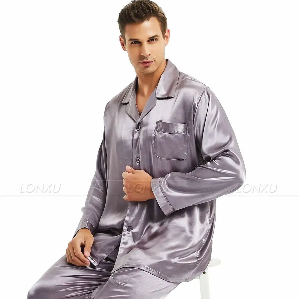Men's Silk Satin Pajama Set Gift