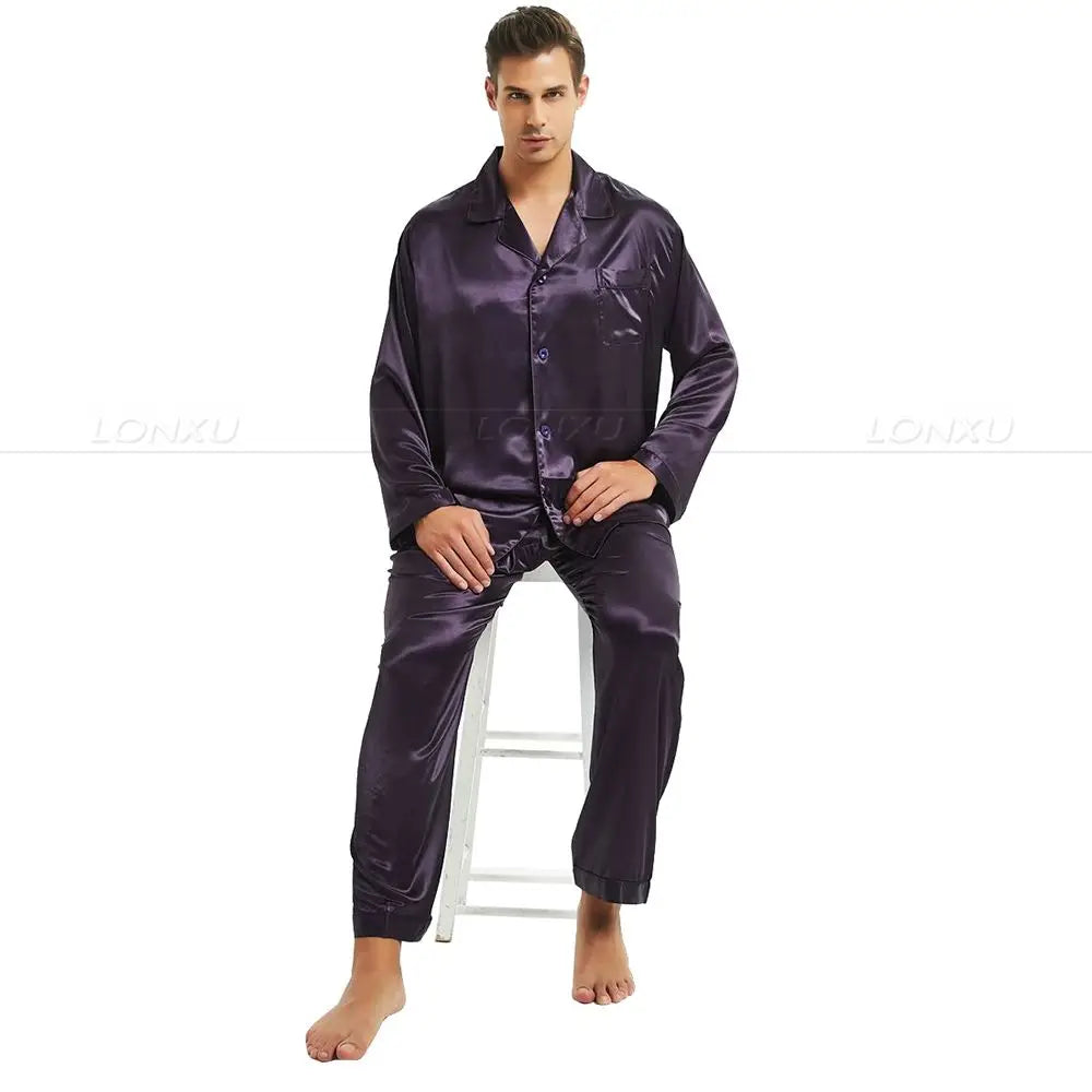 Men's Silk Satin Pajama Set Gift